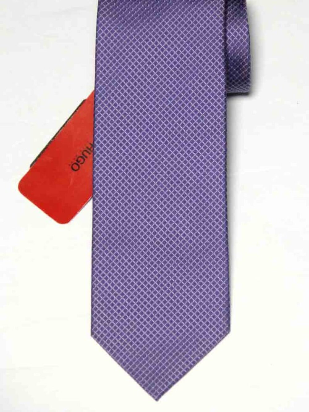 NWT Hugo Boss Italian Silk Tie Purple Textured Made in Italy Men's - Picture 3 of 4